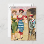 KRW Vintage Beach Illustration Postcard Briefkaart (Voorkant / Achterkant)