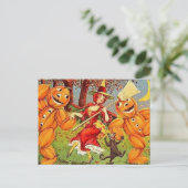 KRW Vintage Halloween Witch Dance Briefkaart (Staand voorkant)