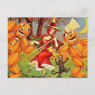 KRW Vintage Halloween Witch Dance Briefkaart