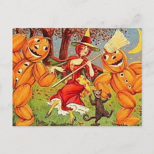 KRW Vintage Halloween Witch Dance Briefkaart (Voorkant)