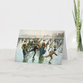 KRW Vintage Schaatsen 1885 Kerstkaart Feestdagen Kaart