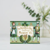 KRW Vintage St Patrick's Day Briefkaart (Staand voorkant)