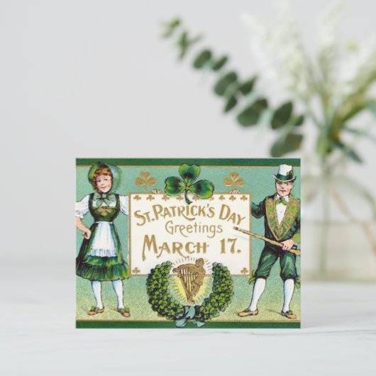 KRW Vintage St Patrick's Day Briefkaart (Staand voorkant)