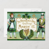 KRW Vintage St Patrick's Day Briefkaart (Voorkant / Achterkant)
