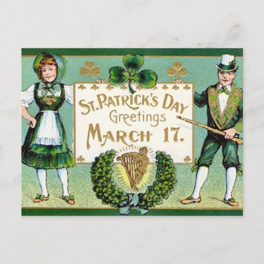 KRW Vintage St Patrick's Day Briefkaart (Voorkant)