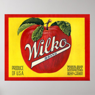 KRW  Wilko Apple Crate Label Poster