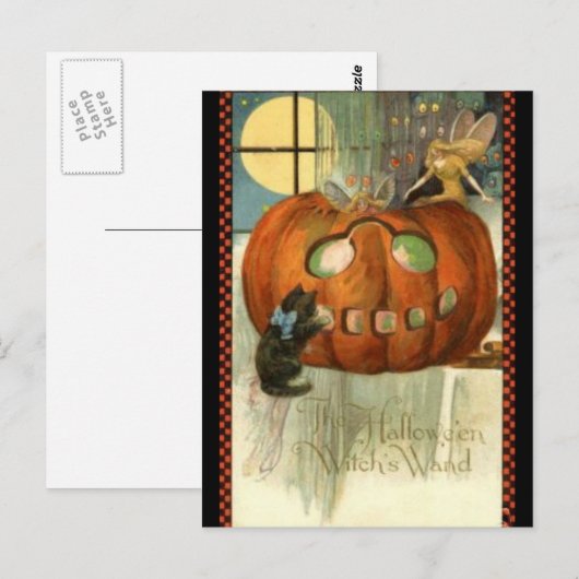 KRW Witches Wand Vintage Halloween Briefkaart (Voorkant / Achterkant)