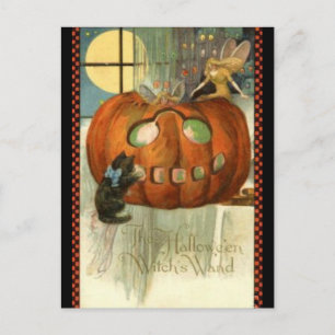 KRW Witches Wand Vintage Halloween Briefkaart
