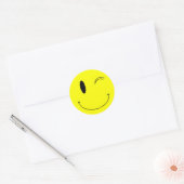 KRW Yellow Winking Face Ronde Sticker (Envelop)