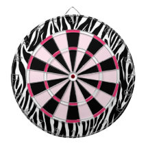 KRW Zebra zwart en roze meisjesdartboard