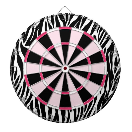 KRW Zebra zwart en roze meisjesdartboard Dartbord (Voorkant)
