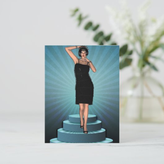 KRW zet de Ritz Deco Flapper aan Briefkaart (Staand voorkant)