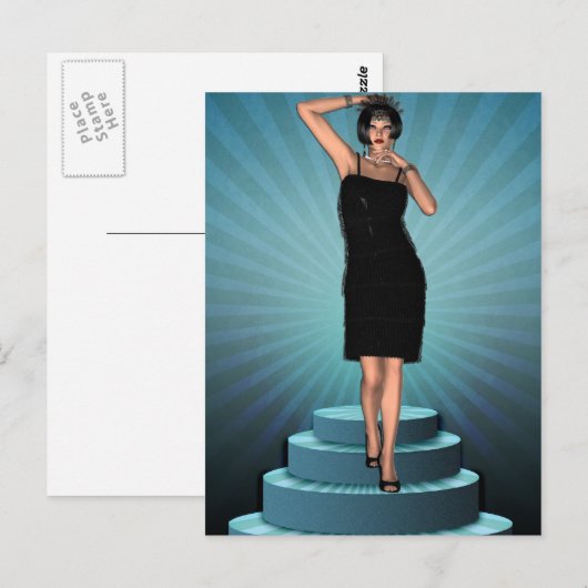 KRW zet de Ritz Deco Flapper aan Briefkaart (Voorkant / Achterkant)