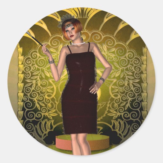 KRW zet de Ritz Deco Flapper II aan Ronde Sticker (Voorkant)