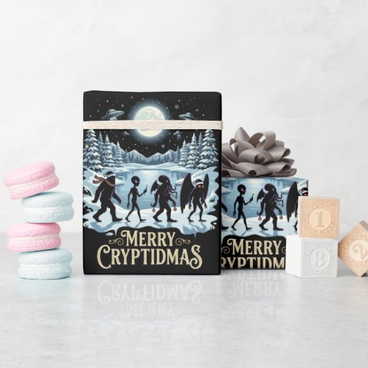 Kryptide Kerstmis Bigfoot Alien Mothman Inpakpapie Cadeaupapier (Baby Shower)