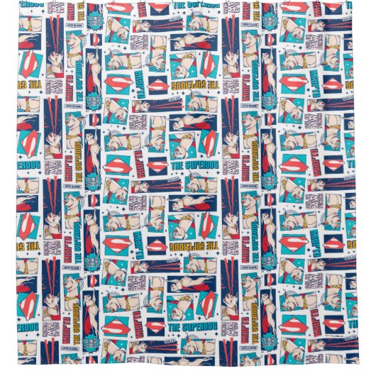 Krypto Comic Panel Pattern Douchegordijn (Voorkant)