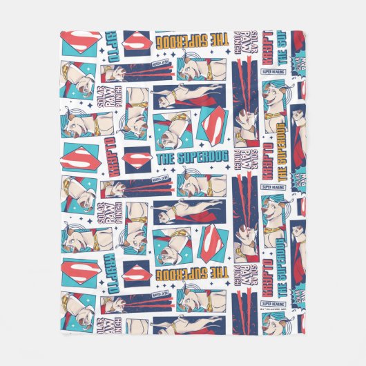 Krypto Comic Panel Pattern Fleece Deken (Voorkant)