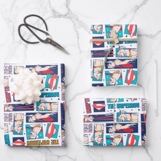 Krypto Comic Panel Pattern Inpakpapier Vel (Voorkant)