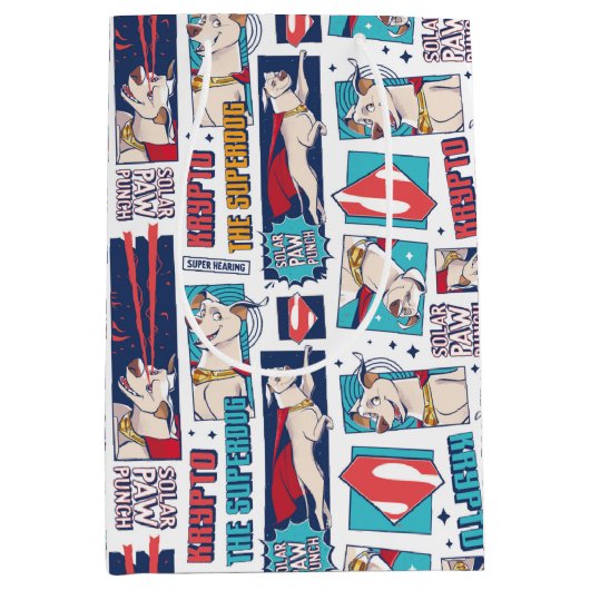 Krypto Comic Panel Pattern Medium Cadeauzakje (Voorkant)