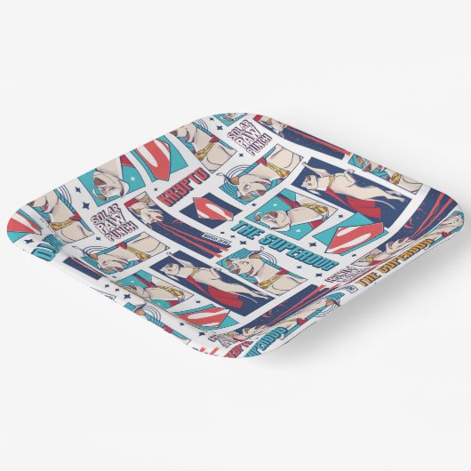 Krypto Comic Panel Pattern Papieren Bordje (Gebogen)