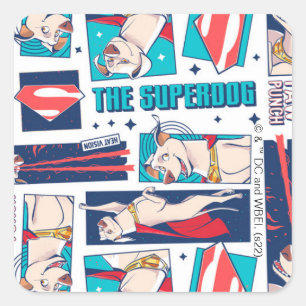 Krypto Comic Panel Pattern Vierkante Sticker