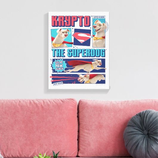 Krypto de Super-Dog Comic Panels Canvas Afdruk (Insitu (Woonkamer))