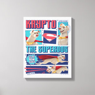 Krypto de Super-Dog Comic Panels Canvas Afdruk