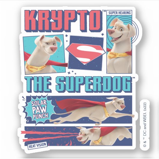 Krypto de Super-Dog Comic Panels Sticker (Voorkant)