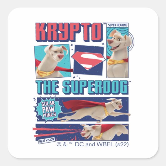 Krypto de Super-Dog Comic Panels Vierkante Sticker (Voorkant)