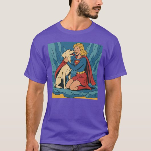 Krypto Meets Supergirl Enthusiastic Hug gift retro T-shirt (Voorkant)