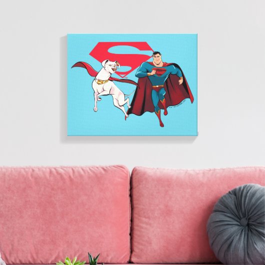 Krypto & Superman Canvas Afdruk (Insitu (Woonkamer))