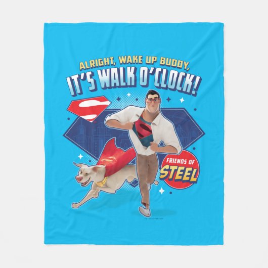 Krypto & Superman - Het is Walk O'Clock! Fleece Deken (Voorkant)