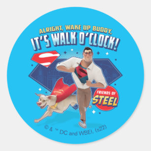 Krypto & Superman - Het is Walk O'Clock! Ronde Sticker