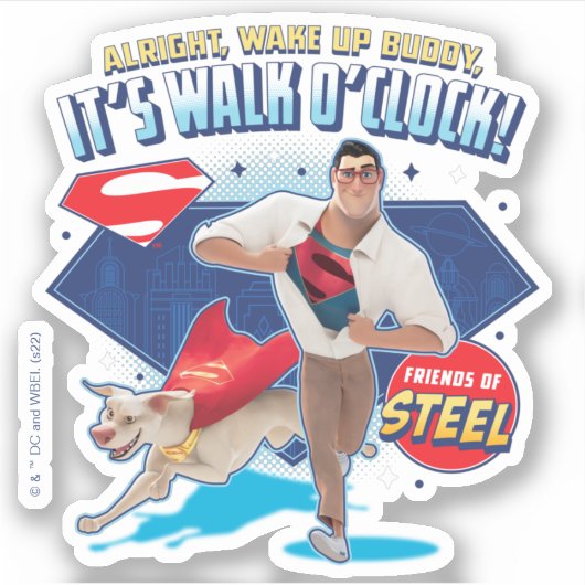 Krypto & Superman - Het is Walk O'Clock! Sticker (Voorkant)