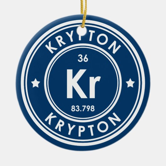 Krypton Element Blauw Keramisch Ornament (Voorkant)