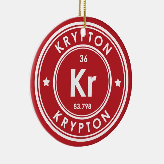 Krypton Element Rood Keramisch Ornament (Rechts)