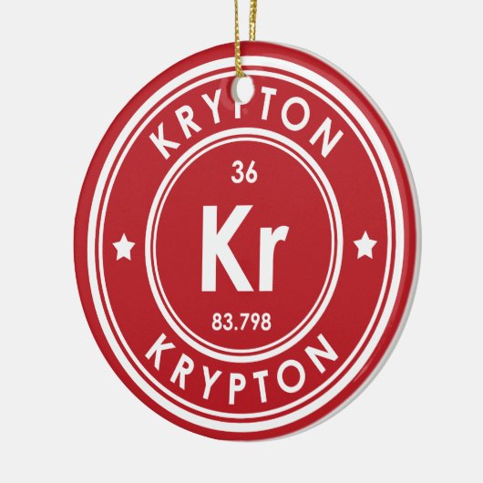 Krypton Element Rood Keramisch Ornament (Links)