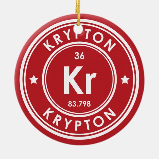 Krypton Element Rood Keramisch Ornament (Achterkant)