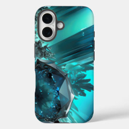Kryptonite Cavern Abstract Crystal Aquamarine Ice iPhone 16 Hoesje