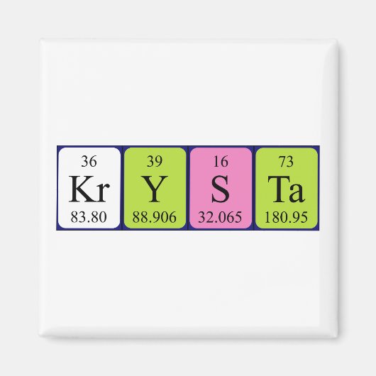 Krysta periodiek tabelnaam magnet (Voorkant)