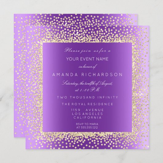 Krystal 1 Champaigne Gold Glitter Confetti Kaart (Voorkant / Achterkant)