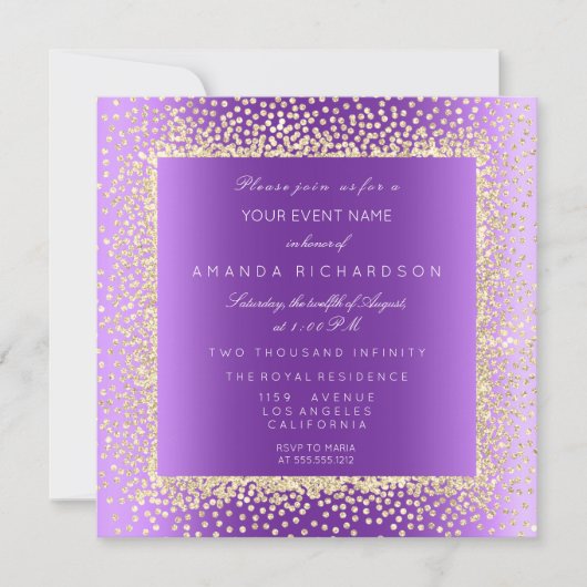 Krystal 1 Champaigne Gold Glitter Confetti Kaart (Voorkant)