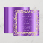Krystal Champaigne Gold Glitter Confetti Paars Kaart (Voorkant / Achterkant)