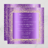 Krystal Champaigne Goud Glitter Confetti Paars2 Kaart (Voorkant / Achterkant)