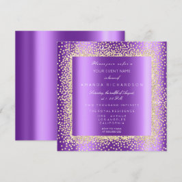 Krystal Champaigne Goud Glitter Confetti Paars Kaart