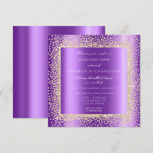 Krystal Champaigne Goud Glitter Confetti Paars Kaart