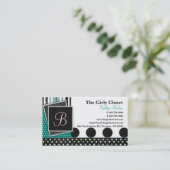 Krystal Chic Blauwgroen Visitekaartjes (Staand voorkant)