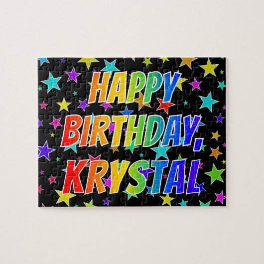 "KRYSTAL" First Name, Fun "HAPPY BIRTHDAY" Legpuzzel (Horizontaal)