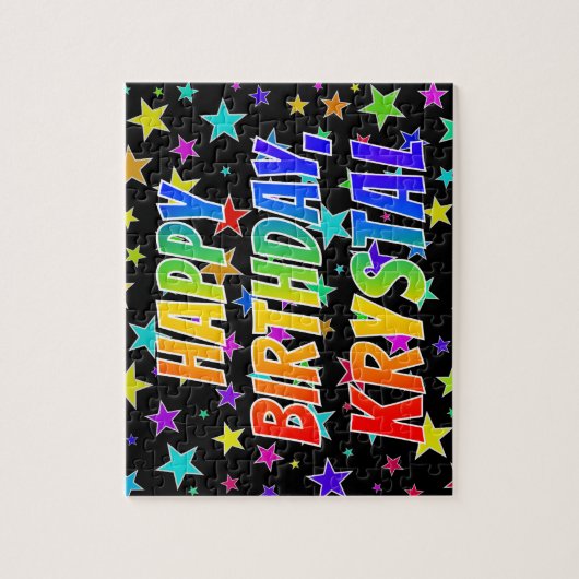 "KRYSTAL" First Name, Fun "HAPPY BIRTHDAY" Legpuzzel (Verticaal)