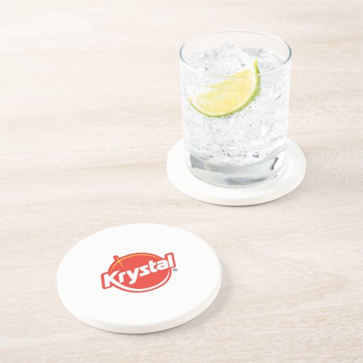 Krystal Logo Onderzetter in wit (Zijkant)